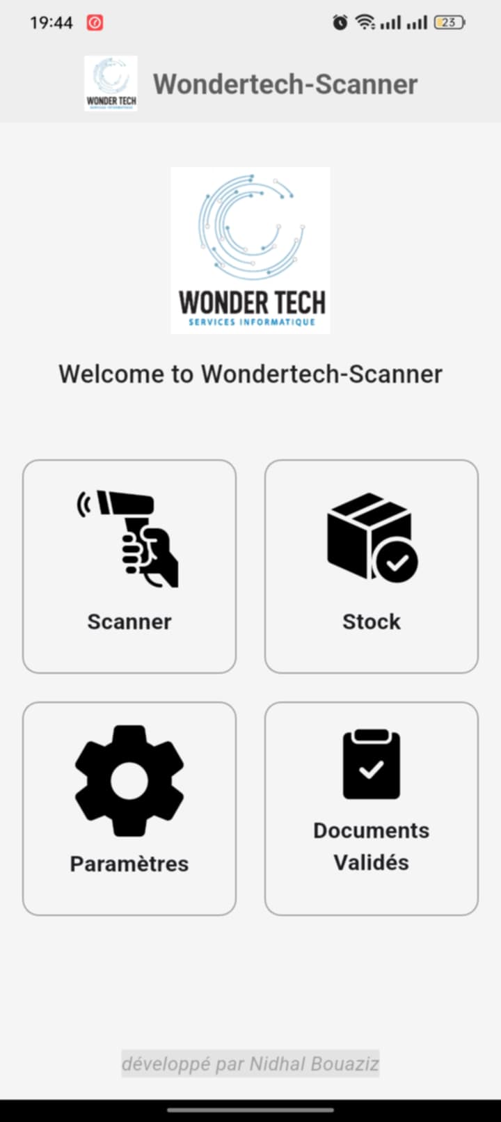 Écran d'accueil WonderTech-Scanner